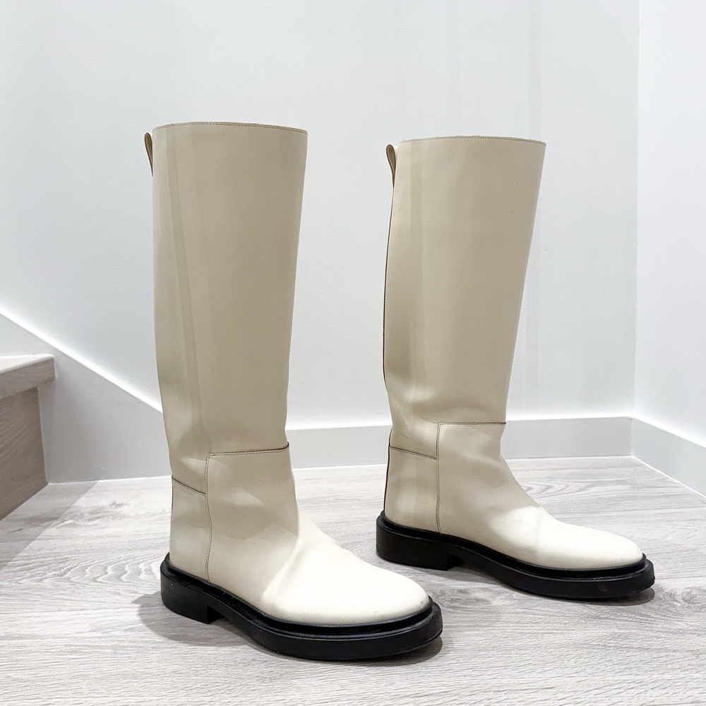 Jil Sander Off-White Below The Knee Riding Boots Size 37 - Lightly Worn